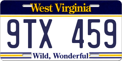 WV license plate 9TX459