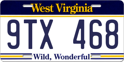 WV license plate 9TX468