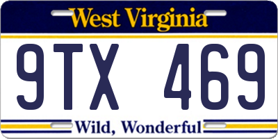 WV license plate 9TX469