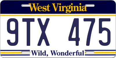 WV license plate 9TX475