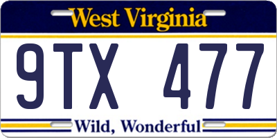 WV license plate 9TX477