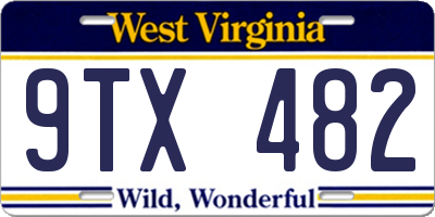 WV license plate 9TX482