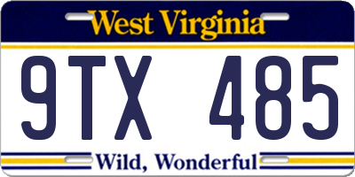 WV license plate 9TX485