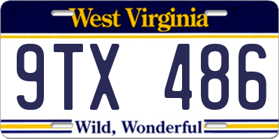 WV license plate 9TX486