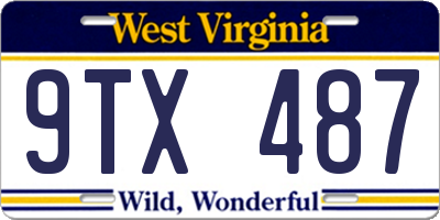 WV license plate 9TX487