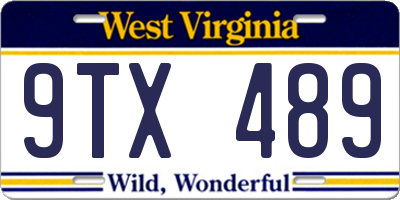 WV license plate 9TX489