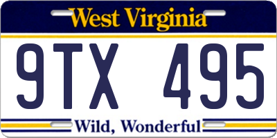 WV license plate 9TX495