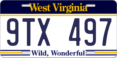 WV license plate 9TX497