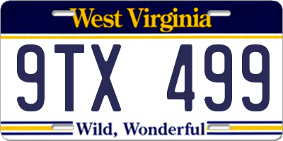 WV license plate 9TX499