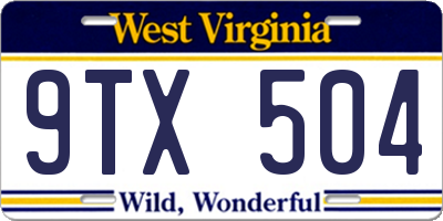 WV license plate 9TX504