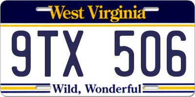 WV license plate 9TX506