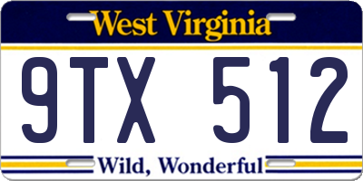 WV license plate 9TX512