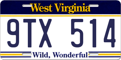 WV license plate 9TX514