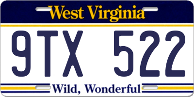 WV license plate 9TX522
