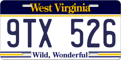 WV license plate 9TX526