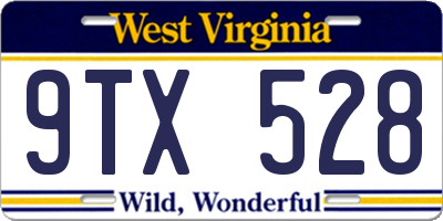 WV license plate 9TX528