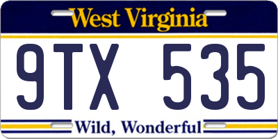 WV license plate 9TX535