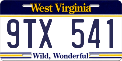 WV license plate 9TX541