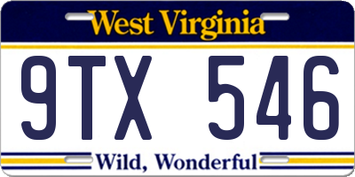 WV license plate 9TX546