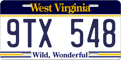 WV license plate 9TX548