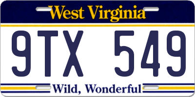 WV license plate 9TX549