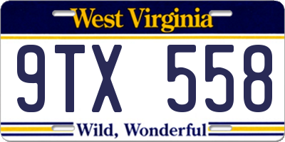 WV license plate 9TX558