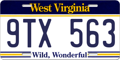 WV license plate 9TX563