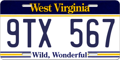 WV license plate 9TX567