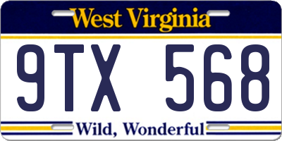 WV license plate 9TX568