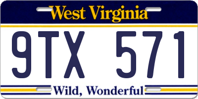 WV license plate 9TX571
