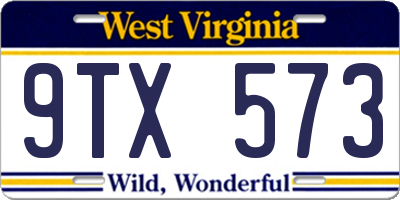 WV license plate 9TX573