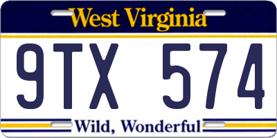 WV license plate 9TX574