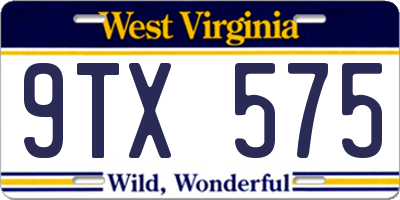 WV license plate 9TX575