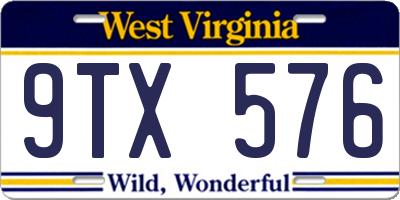 WV license plate 9TX576