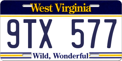 WV license plate 9TX577