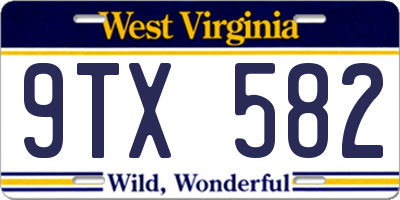 WV license plate 9TX582