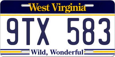 WV license plate 9TX583