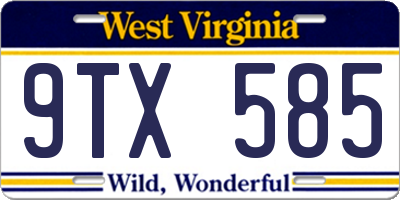 WV license plate 9TX585