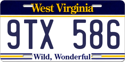 WV license plate 9TX586