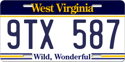 WV license plate 9TX587
