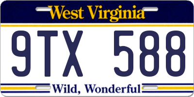 WV license plate 9TX588
