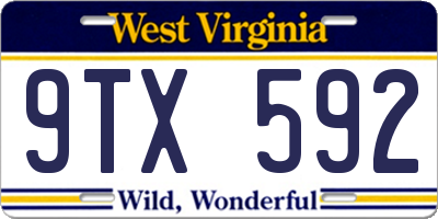 WV license plate 9TX592