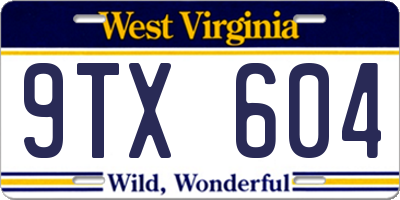 WV license plate 9TX604