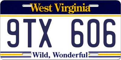WV license plate 9TX606