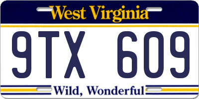 WV license plate 9TX609