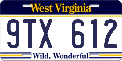 WV license plate 9TX612