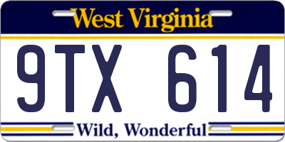 WV license plate 9TX614