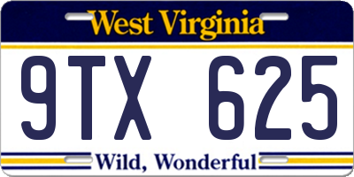WV license plate 9TX625