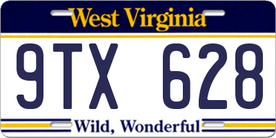 WV license plate 9TX628