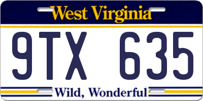 WV license plate 9TX635